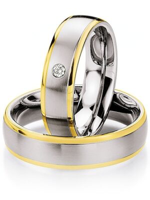 Elegantes Trauring-Paar aus Gold mit Diamantakzent – Symbol für Liebe und Verbundenheit Paar Trauringe aus Gold – zeitlose Eleganz für den schönsten Moment Ihres Lebens, perfekt für die gemeinsame Zukunft